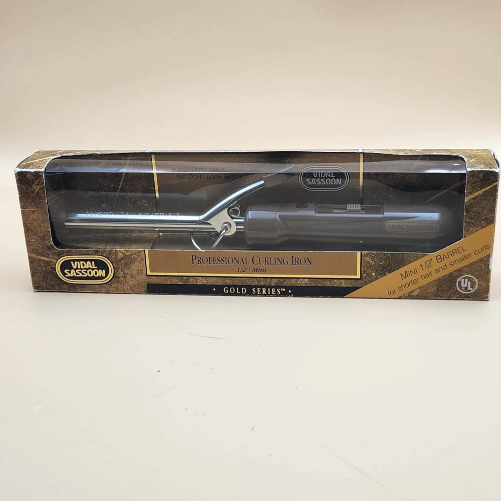 Vintage 1992 Vidal Sassoon 1/2" Mini Curling Iron Gold Series VS-143G NOS New